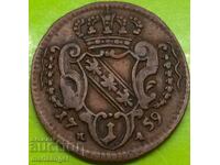 1 pfennig 1759 Austria imp. Franz Stefan 2,50g - rar