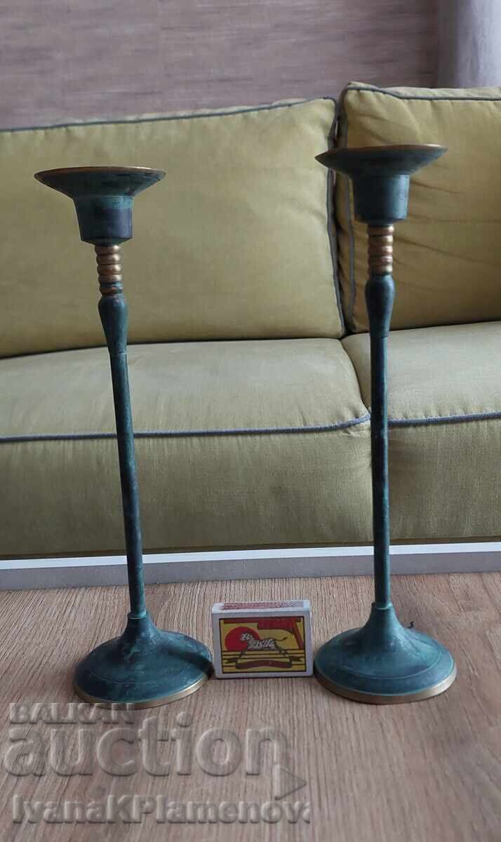 Delivery of Brass candlesticks, two pieces, for connoisseurs