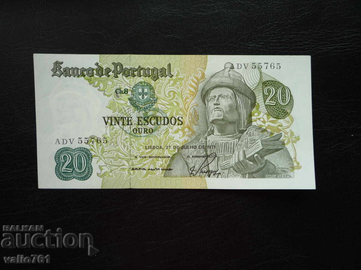 PORTUGAL 20 ESCUDOS 1971 NEW UNC