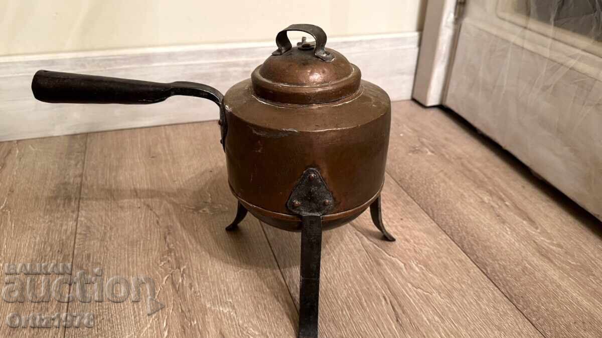 Antique large copper kettle, marked, 1.4kg - 5 Antique large copper kettle, marked, 1.4kg - 5