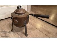 Antique large copper kettle, marked, 1.4kg