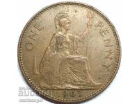 Marea Britanie 1 penny 1963 30mm bronz