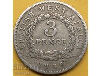 3 pence 1939 West Africa George VI