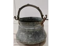 Old copper cauldron, copper, cauldron, forged vessel