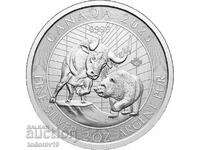 2 oz taur și urs de argint - Canada - 2025