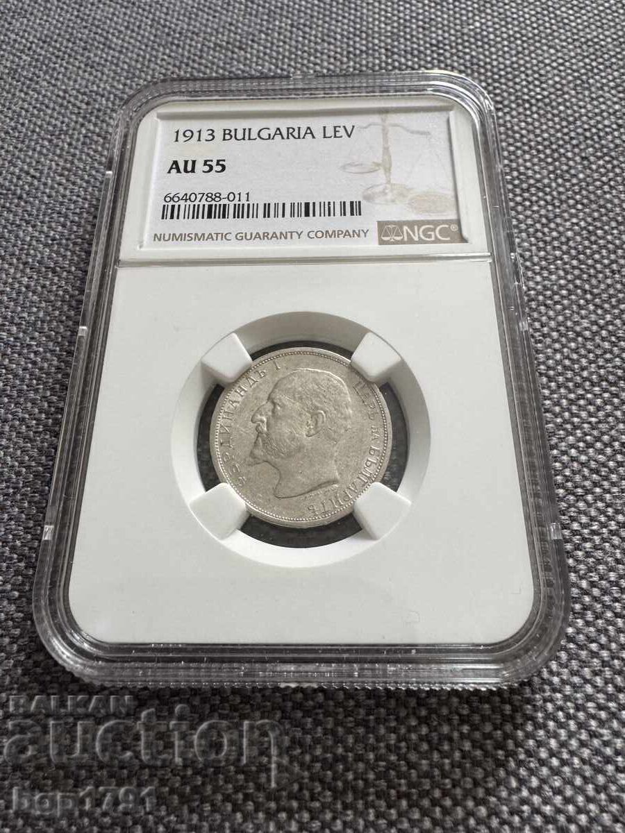 1 Lev 1913 AU55 NGC Silver 1 Lev 1913 AU55 NGC Silver