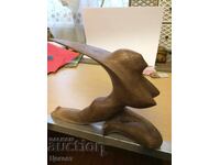 Wooden figure, statuette, wood carving of a naked woman