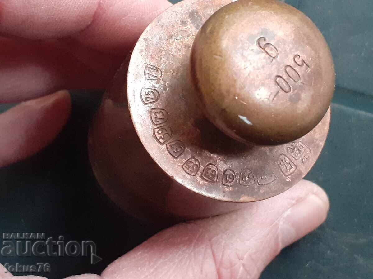 Set of old antique scales with box - bronze - 5 Set of old antique scales with box - bronze - 5