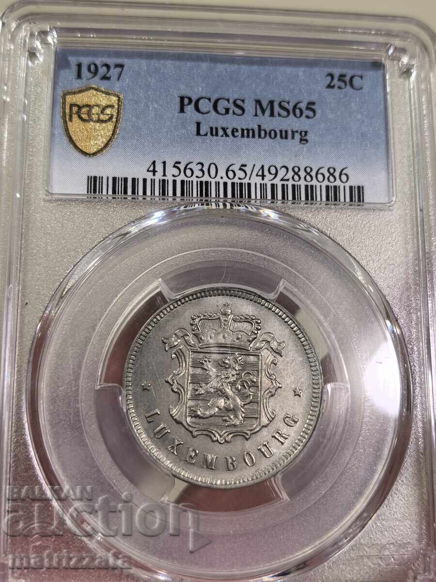 Auction Luxembourg 25 Centimes 1927 MS65 Auction Luxembourg 25 Centimes 1927 MS65
