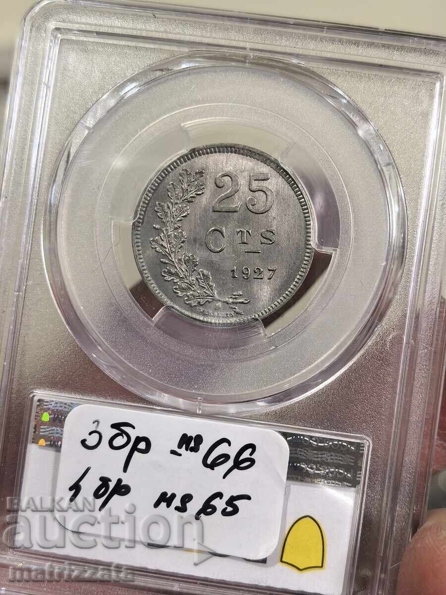 Delivery of Luxembourg 25 Centimes 1927 MS65 Delivery of Luxembourg 25 Centimes 1927 MS65