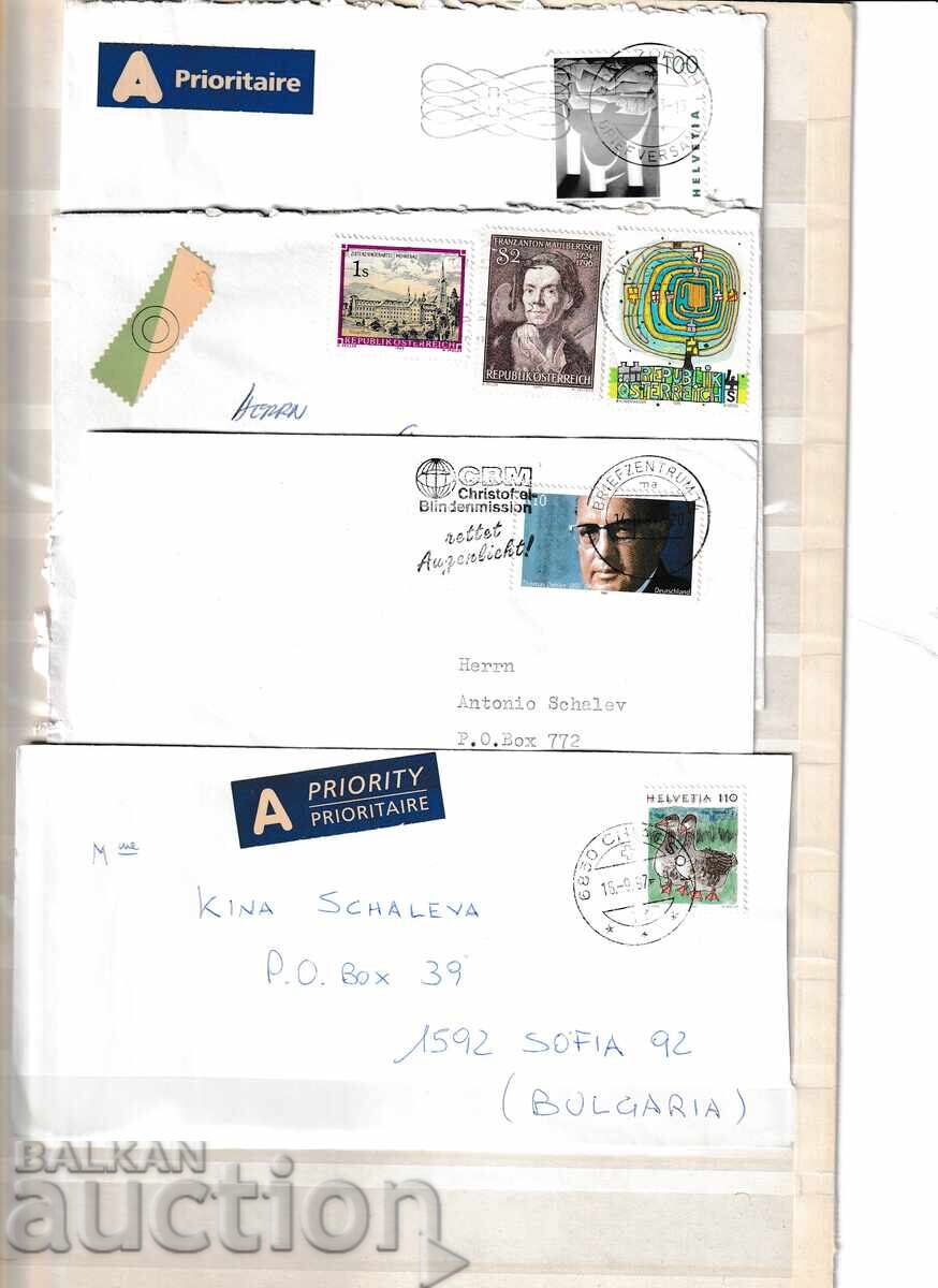 Разни - пътували пощенски пликове 4 бр. Разни - пътували пощенски пликове 4 бр.