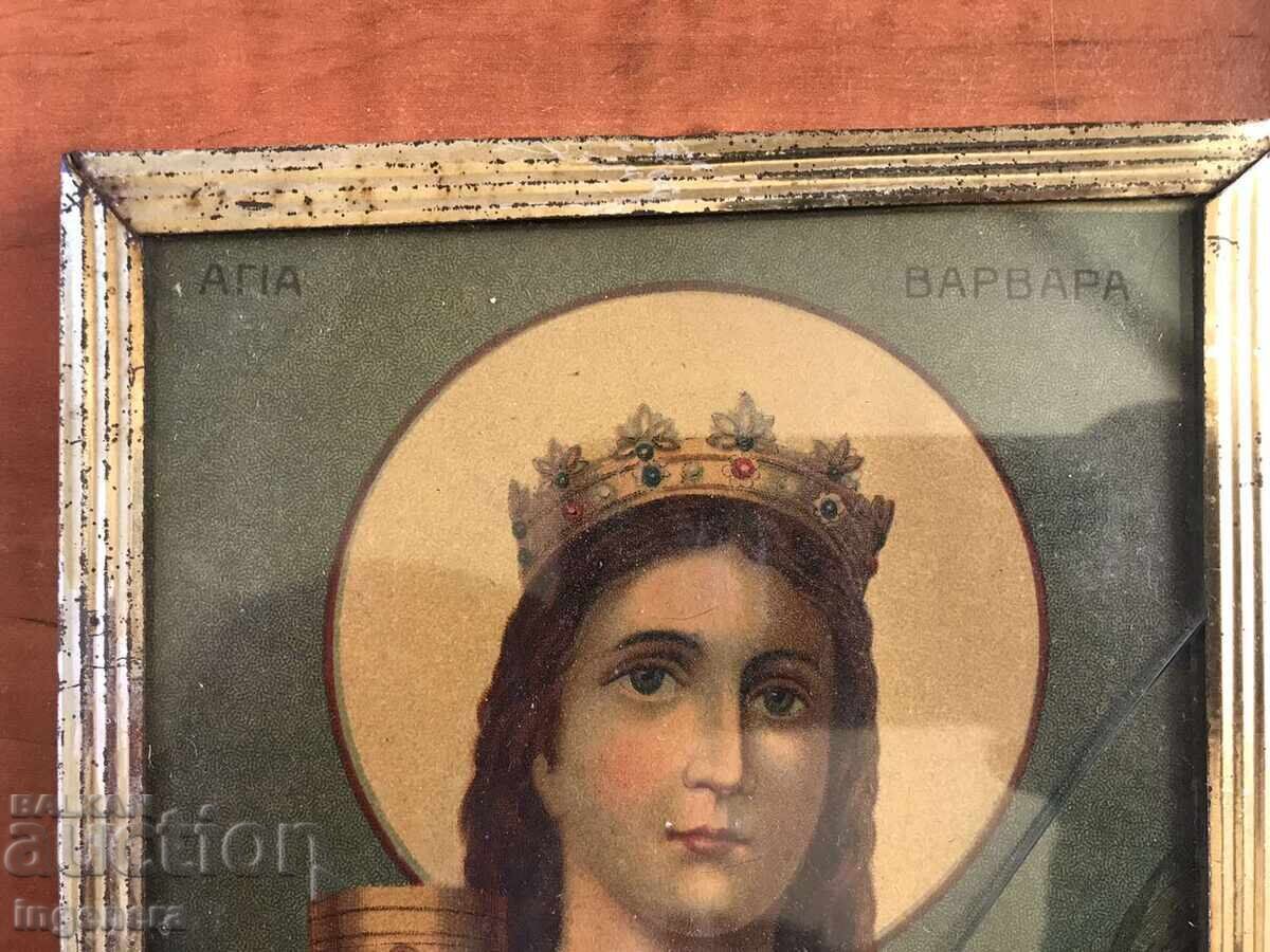 Auction OLD ICON OF ST. BARBARA-1927. Auction OLD ICON OF ST. BARBARA-1927.