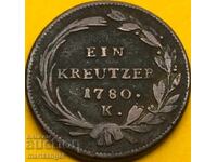 1 Kreuzer 1780 Austria K - Kremnitz Maria Theresa 1740-1780