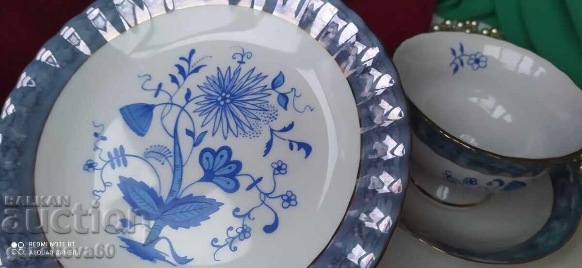 Unique porcelain triple set in blue for tea - 5 Unique porcelain triple set in blue for tea - 5