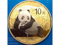 China 10 Yuan 2015 1oz Unc PROOF Panda silver+24K gold 0.999