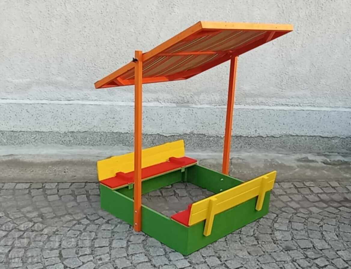 Children's wooden sandbox with canopy and benches - 5 Children's wooden sandbox with canopy and benches - 5