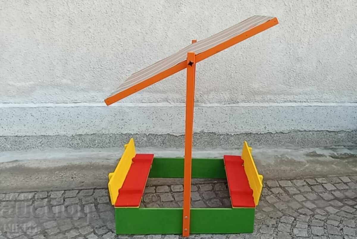 Children's wooden sandbox with canopy and benches - 6 Children's wooden sandbox with canopy and benches - 6