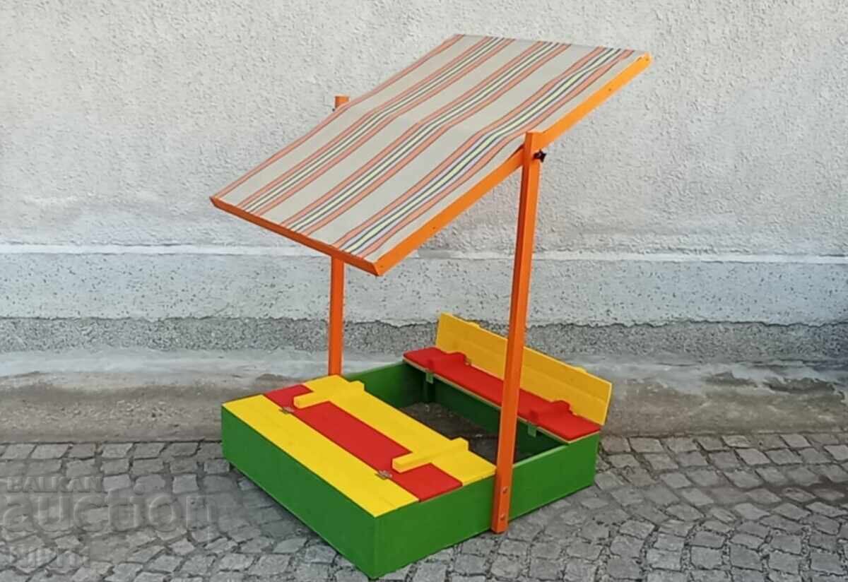 Children's wooden sandbox with canopy and benches - 7 Children's wooden sandbox with canopy and benches - 7