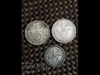 Silver coins 3 pieces, Reich 1938 and 1939