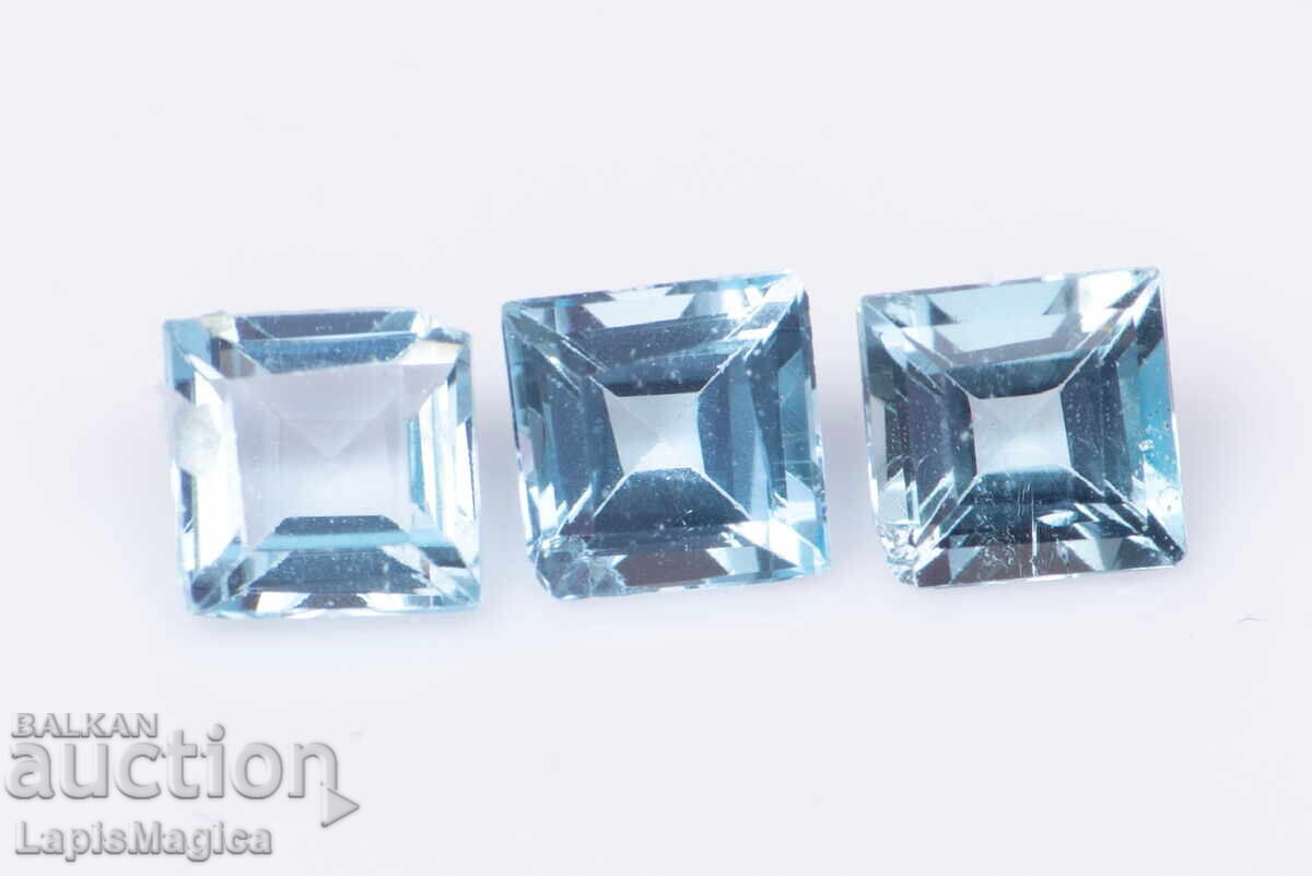3 Blue Topaz 0.50ct 3mm Square Cut #3 3 Blue Topaz 0.50ct 3mm Square Cut #3