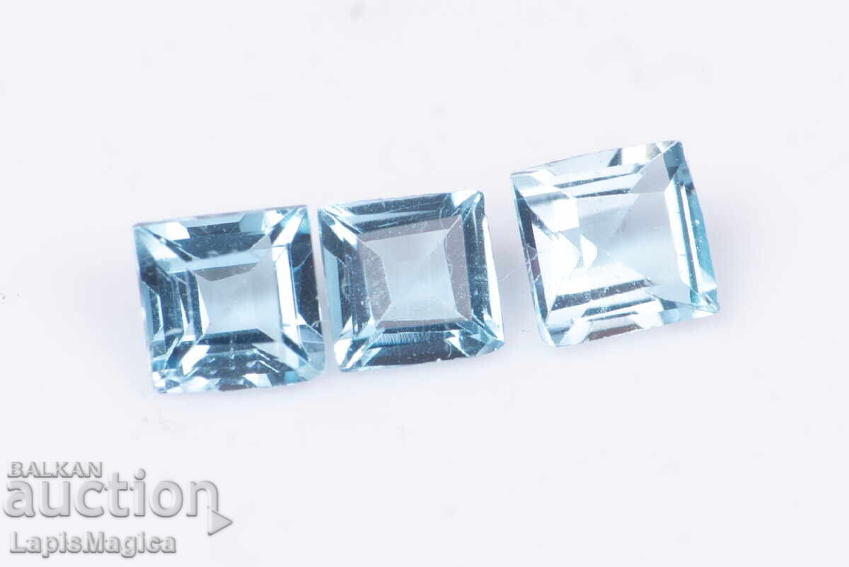 3 Blue Topaz 0.45ct 3mm Square Cut #4 3 Blue Topaz 0.45ct 3mm Square Cut #4