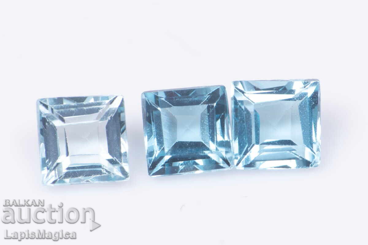 3 Blue Topaz 0.55ct 3mm Square Cut #6 3 Blue Topaz 0.55ct 3mm Square Cut #6