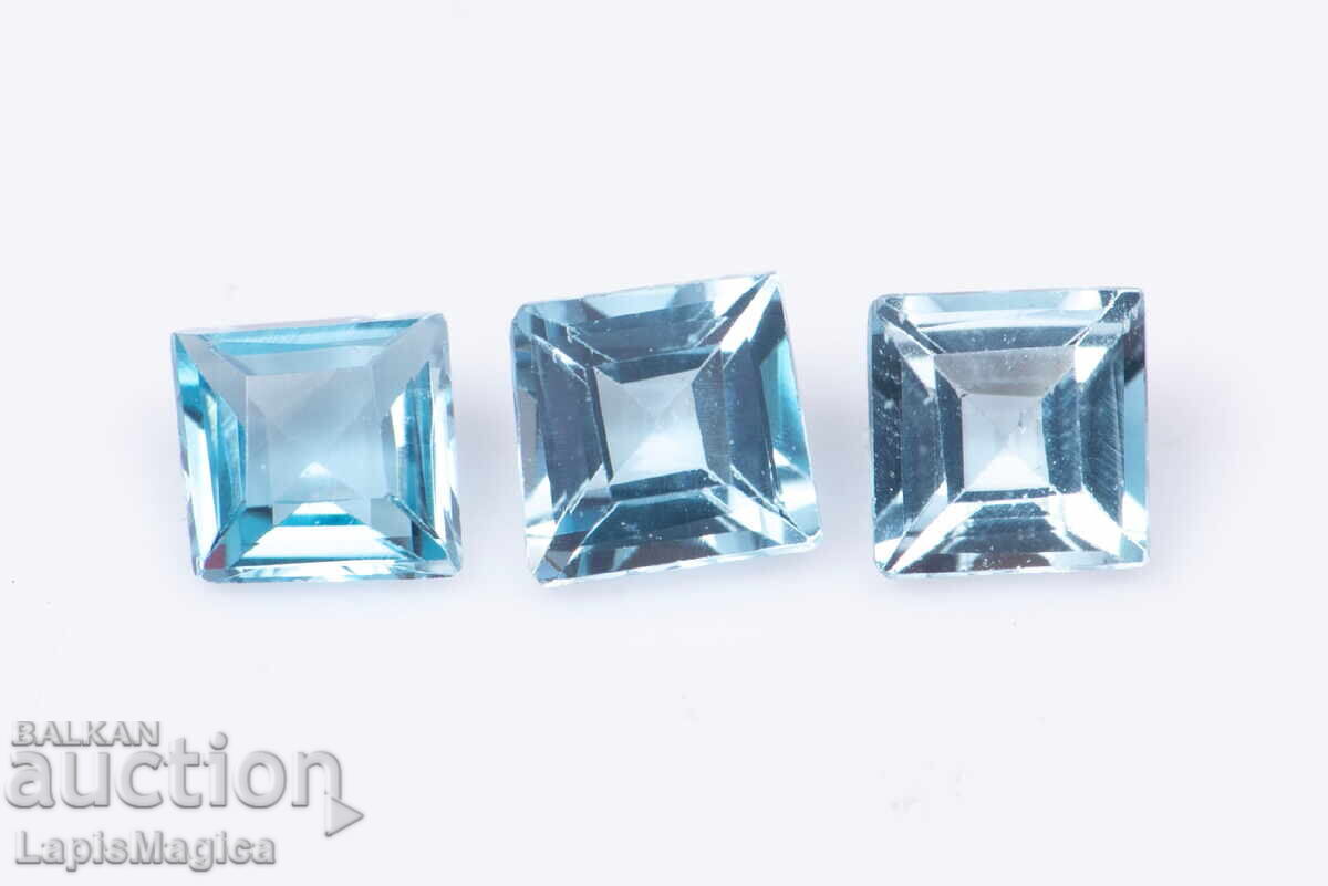 3 Blue Topaz 0.51ct 3mm Square Cut #8 3 Blue Topaz 0.51ct 3mm Square Cut #8