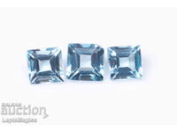 3 bucăți topaz albastru 0,53ct 3mm tăiat pătrat #9