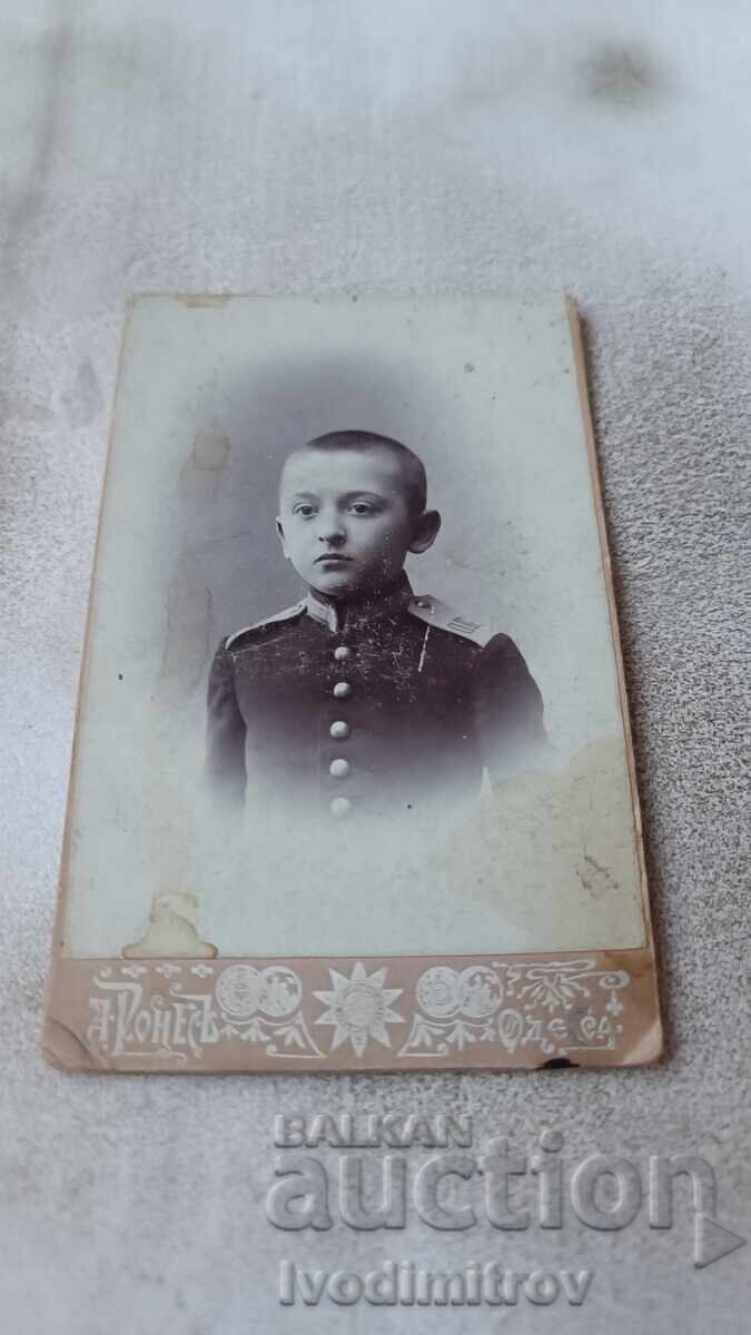 Photo Boy in Cadet Uniform Cardboard 1907 Photo Boy in Cadet Uniform Cardboard 1907