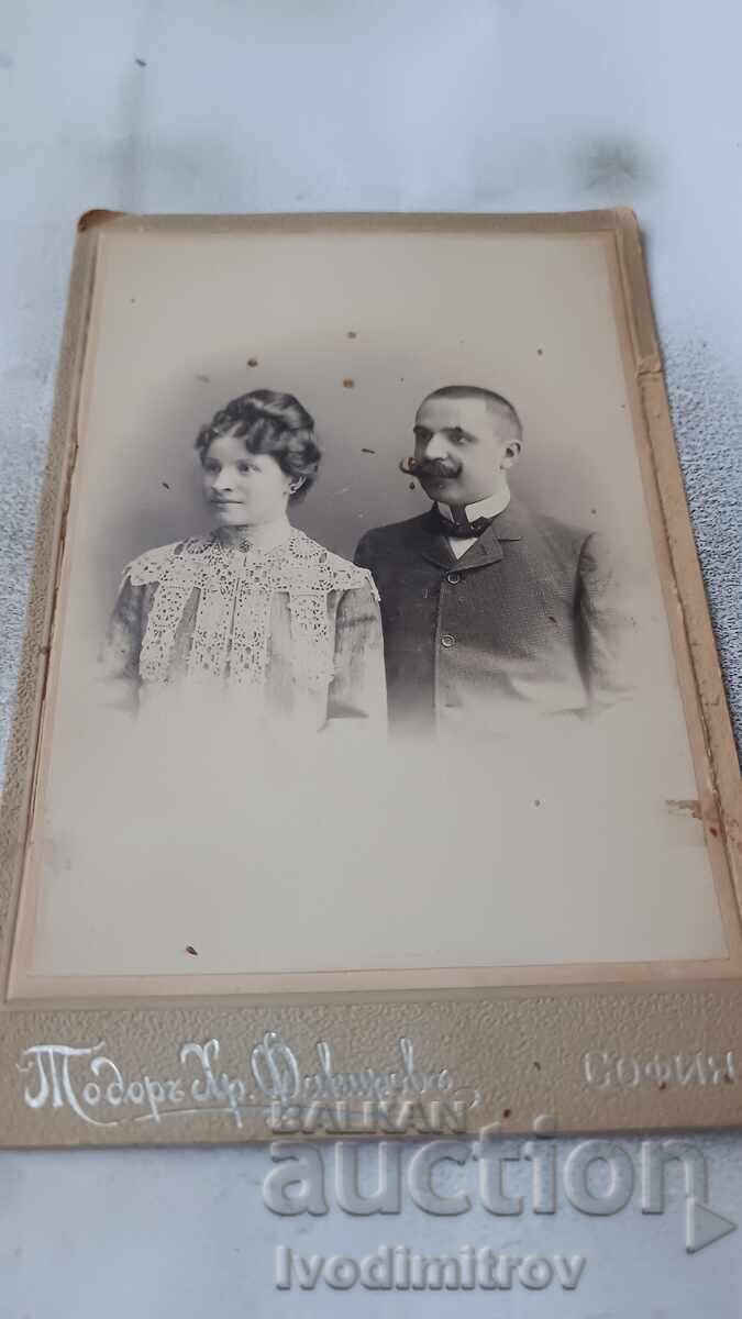Photo Man with a mustache and a woman Cardboard Photo Man with a mustache and a woman Cardboard