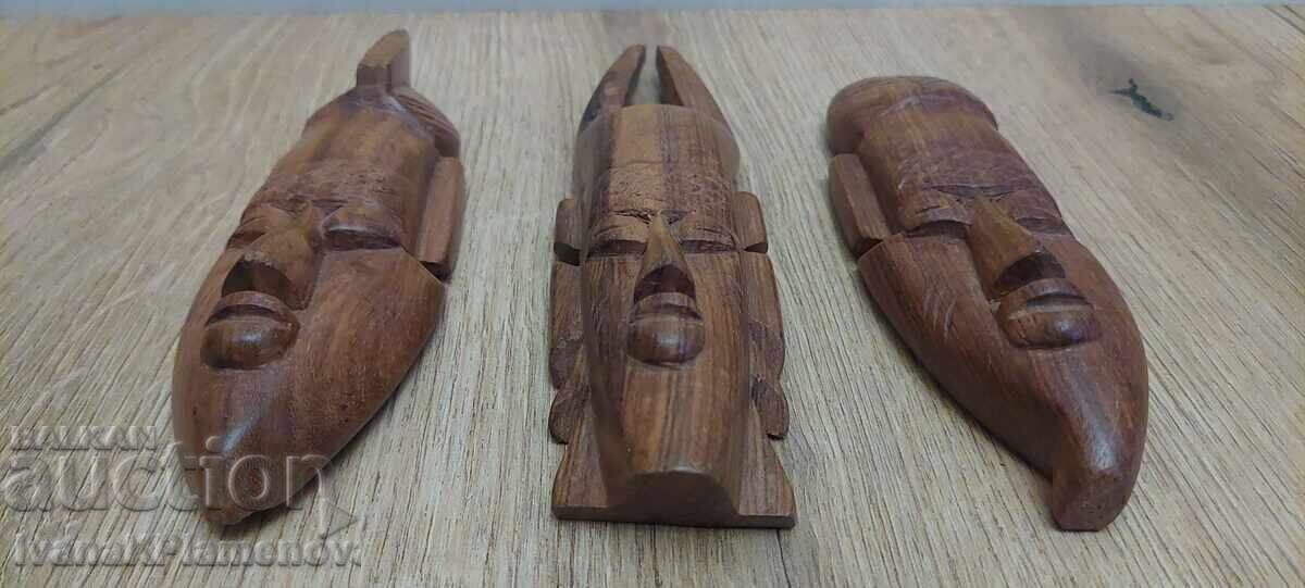 Woodcarvings, three pieces, excellent for collectors - 5 Woodcarvings, three pieces, excellent for collectors - 5