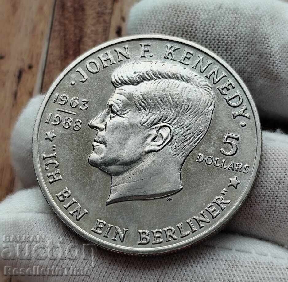 Монета 5 Dollars - Elizabeth II J.F. Kennedy "Ich bin ein...