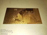 Unique gold-plated souvenir banknote 20 euros