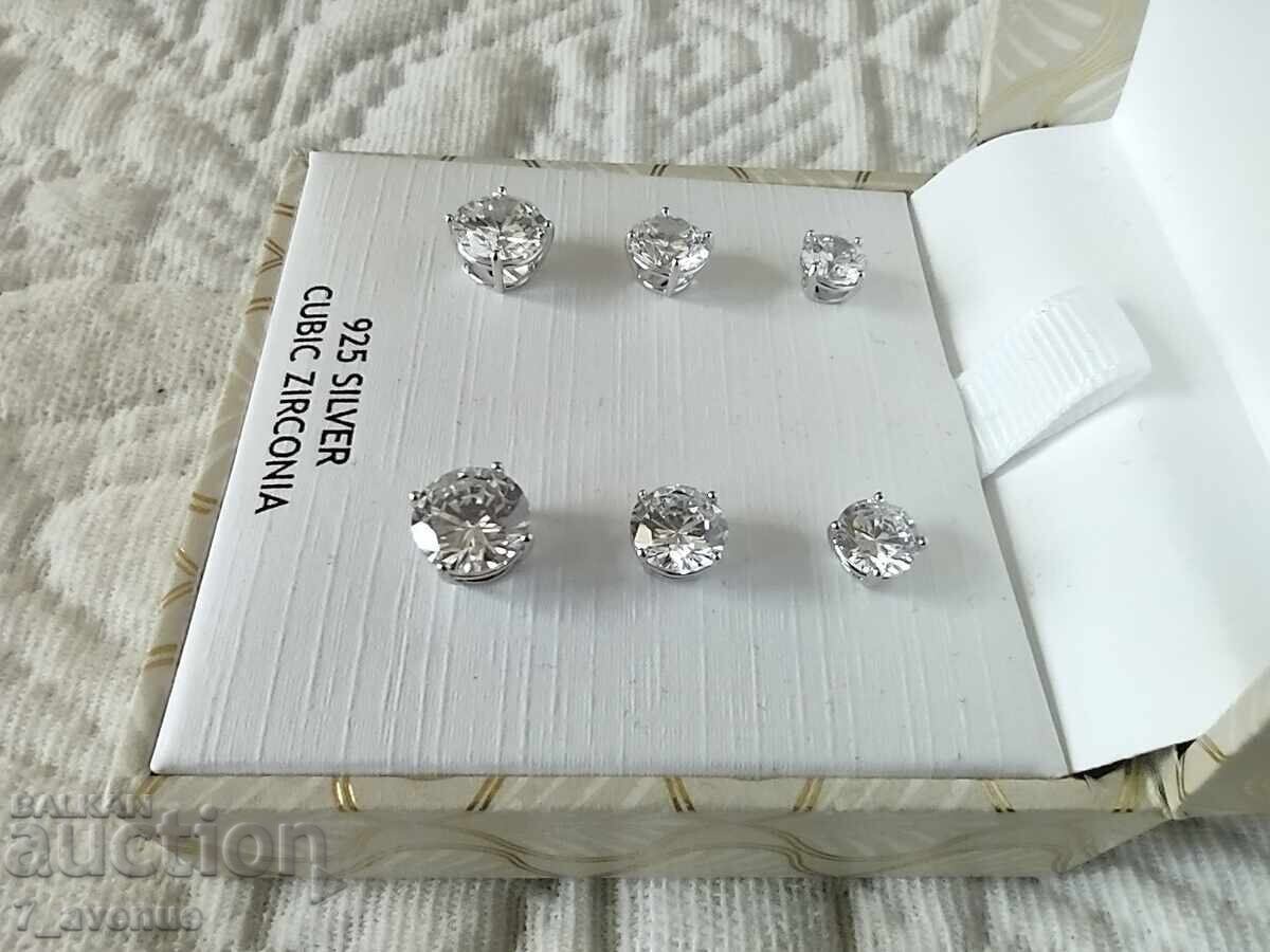 Auction Earrings set silver 925, white gold plating 1902.2025 Auction Earrings set silver 925, white gold plating 1902.2025