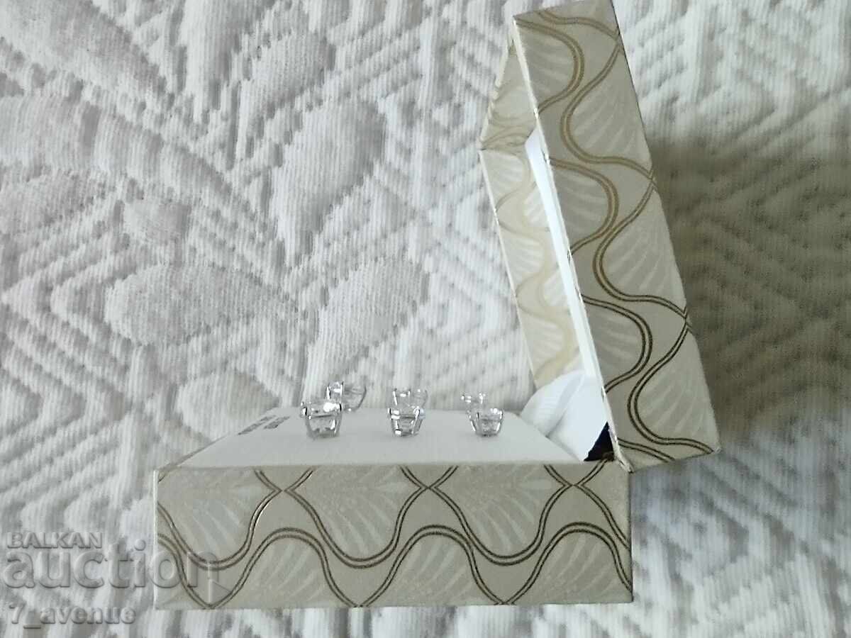 Earrings set silver 925, white gold plating 1902.2025 - 5 Earrings set silver 925, white gold plating 1902.2025 - 5