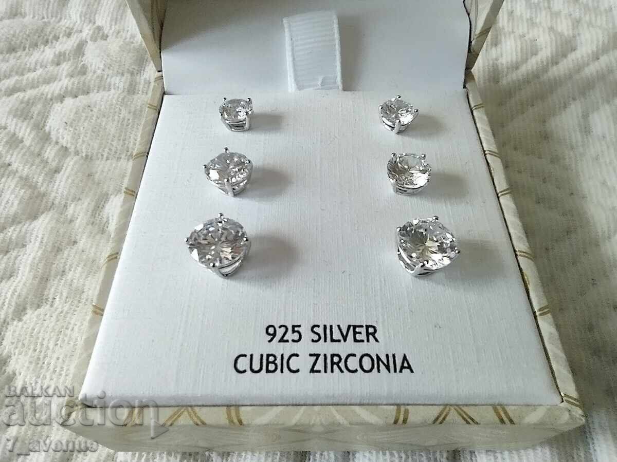 Earrings set silver 925, white gold plating 1902.2025 Earrings set silver 925, white gold plating 1902.2025