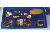 Gold-plated cutlery "Rose" for dining, spoons, forks