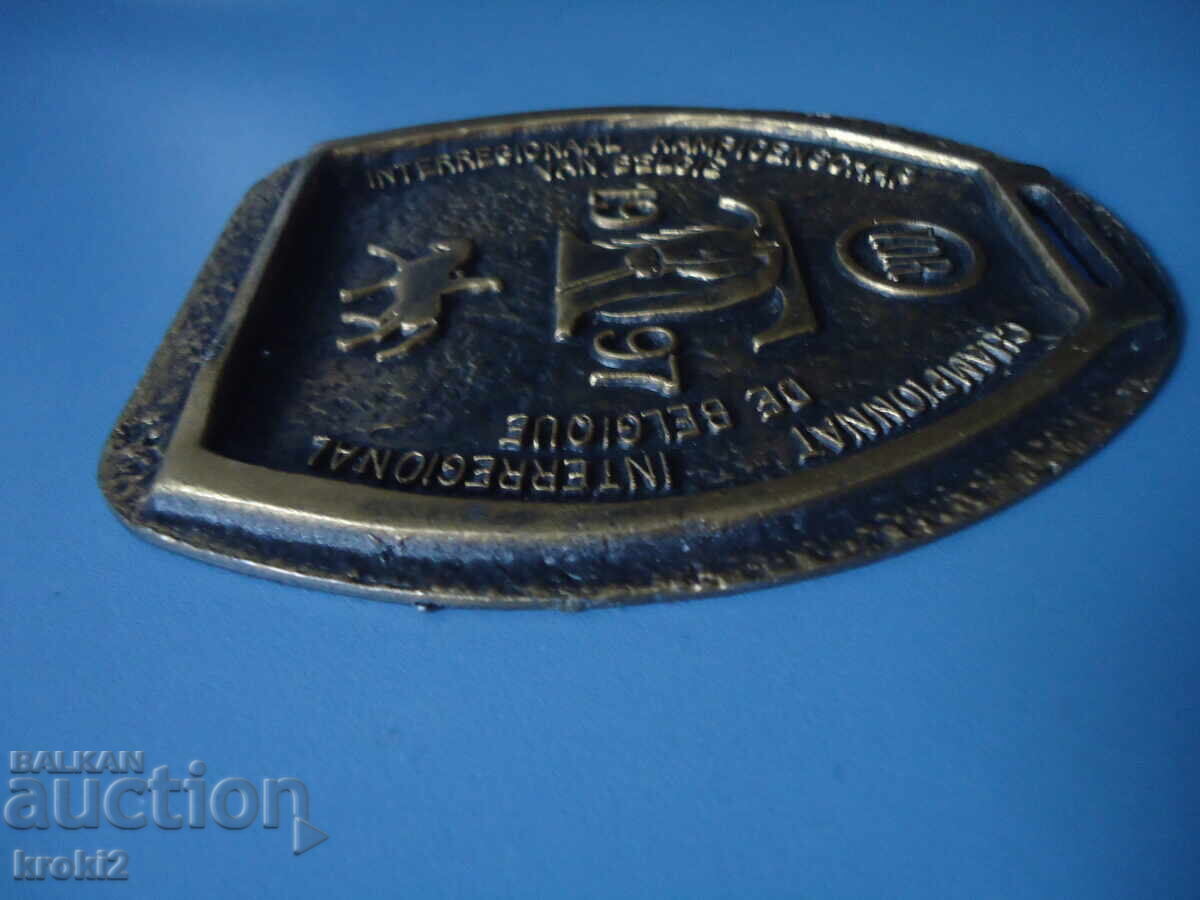 Масивен белгийски бронзов плакет медал конен спорт - 5 Масивен белгийски бронзов плакет медал конен спорт - 5