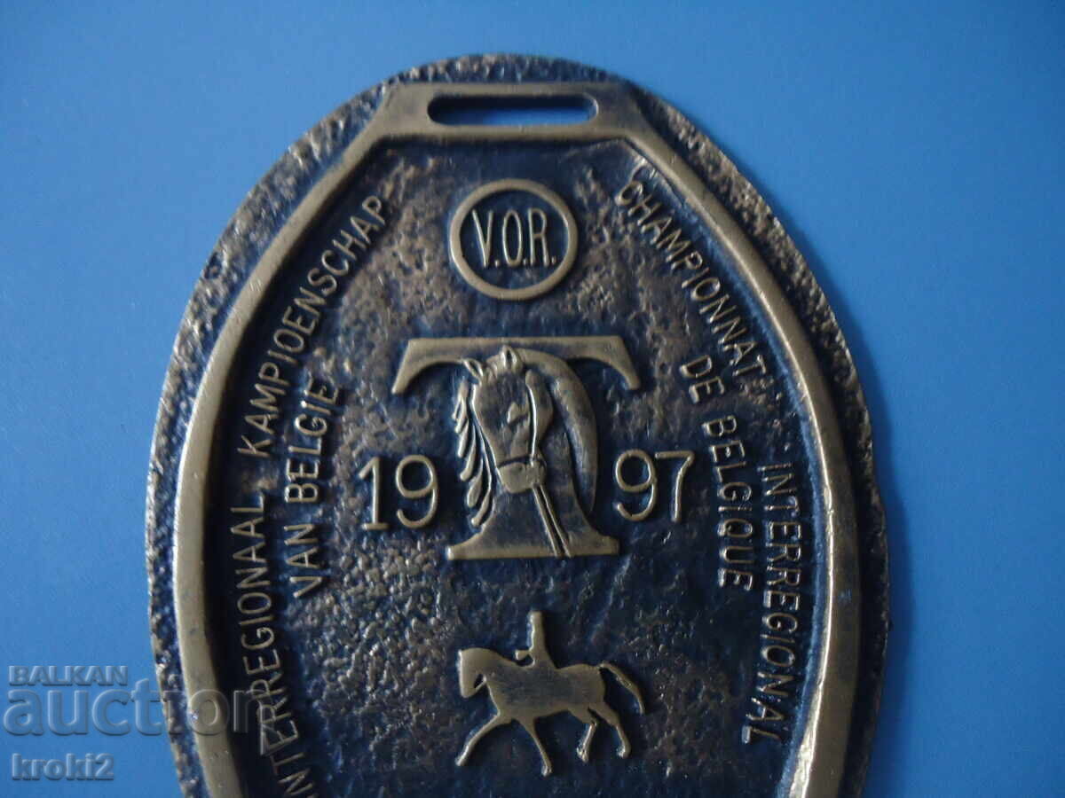 Massive Belgian Bronze Plaque Medal Equestrian Sport - 7