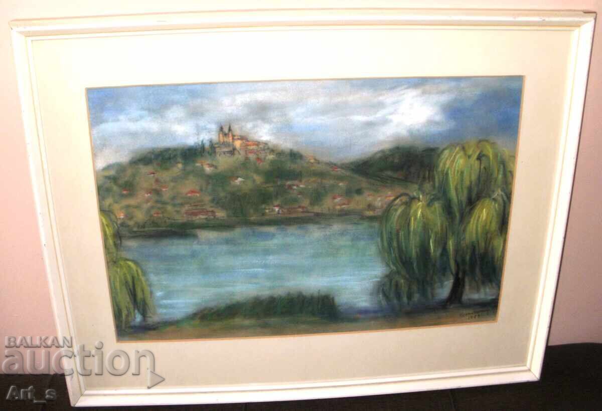 Auction  Landscape - a magnificent impression with pastels in a frame
