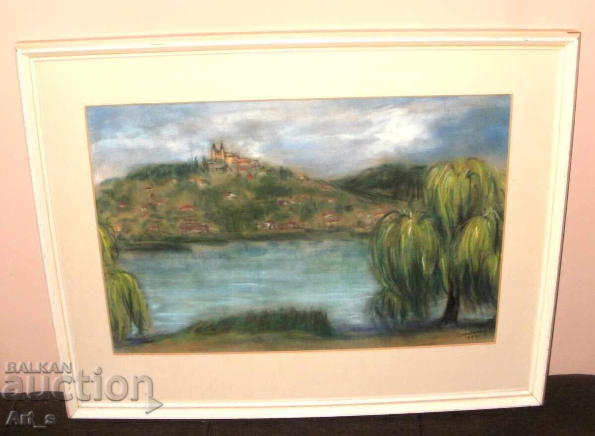 Landscape - a magnificent impression with pastels in a frame - 5