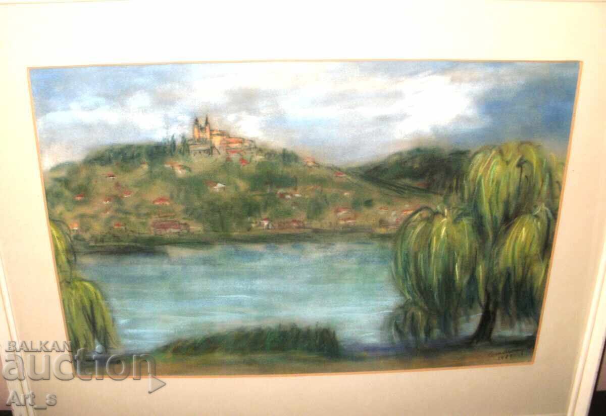 Landscape - a magnificent impression with pastels in a frame - 6