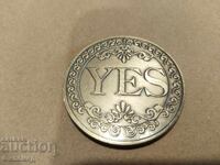 Unique copper coin of decisions with Yes or No