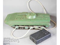 Old Russian plastic toy tank model on batteries