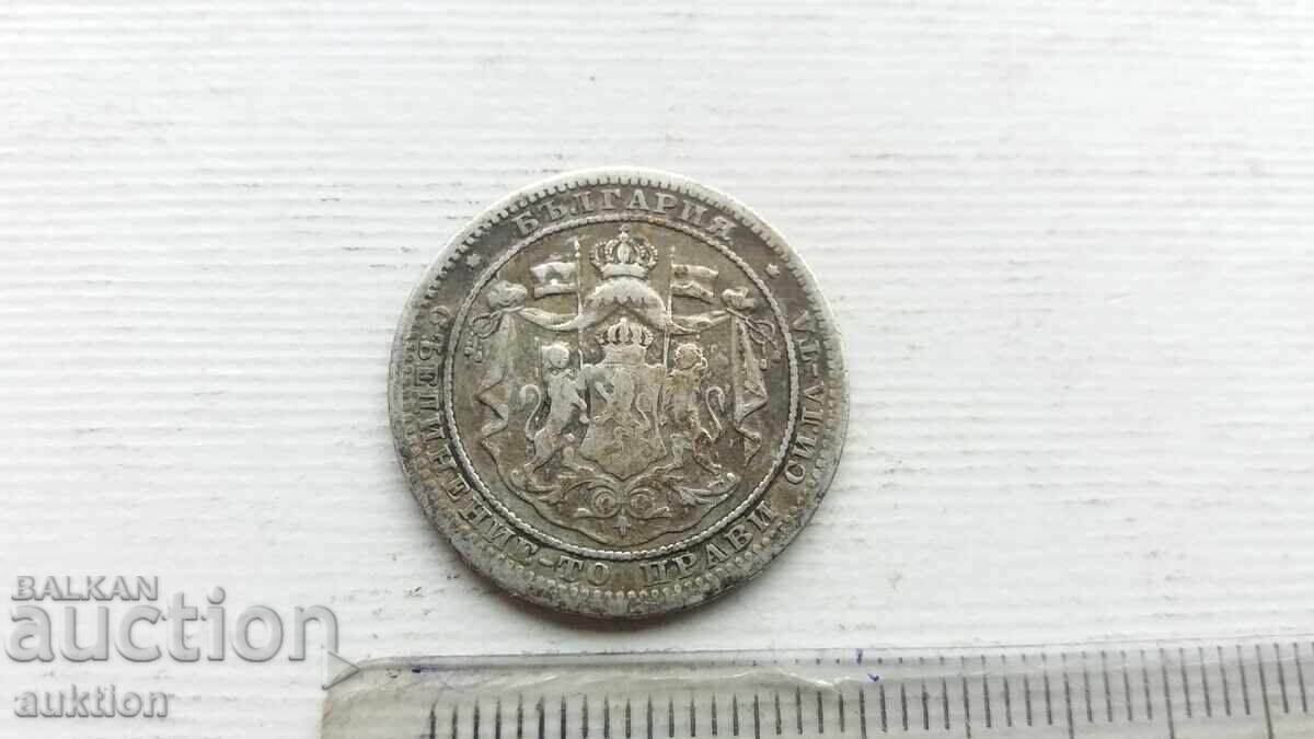 1 LEV 1882 KINGDOM OF BULGARIA - SILVER - 5 1 LEV 1882 KINGDOM OF BULGARIA - SILVER - 5