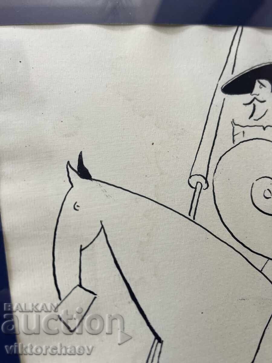 Auction  Mihail Valkanov painting - Don Quixote graphic