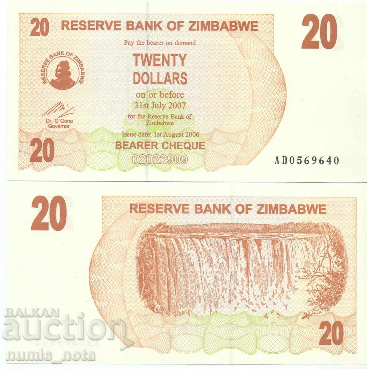 Zimbabwe 20 de dolari 2006 UNC Zimbabwe 20 de dolari 2006 UNC