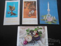 Old Bulgarian New Year cards, 4 pieces