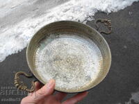 OLD COPPER VESSEL TRAY WITH BRONZE HANDLES