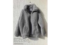 Fluffy short gray coat